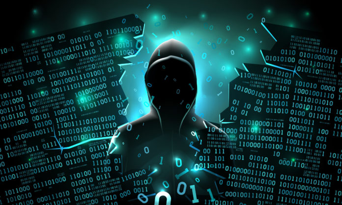 Hacker using the Internet hacked abstract computer server, datab