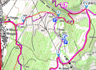 Rubrique. À la conquête du Fort Malher et de panoramas du Château de Joux carte du trajet