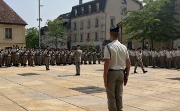 Pontarlier. Passation de commandement du 13e régiment du génie place d’Arçon Passation de commandement à Pontarlier