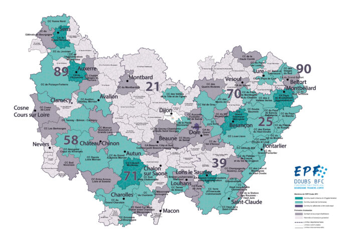 carte de la région Bourgogne Franche-Comté