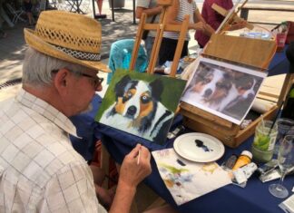 un artiste lors la Place aux Artistes à Pontarlier