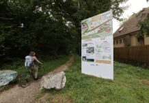Totem installé sur le futur quartier Grette Brûlard Polygones