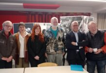 Denis Poignand Président de la maison de quartier Rosemont-Saint Ferjeux, Anne Vignot, Séverine Véziès, Jean-Louis Pharizat Président de la MJC de Palente, Ludovic Fagaut et Jean-Marie Dame Président de la MJC Clairs Soleils