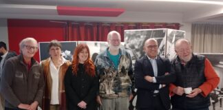 Denis Poignand Président de la maison de quartier Rosemont-Saint Ferjeux, Anne Vignot, Séverine Véziès, Jean-Louis Pharizat Président de la MJC de Palente, Ludovic Fagaut et Jean-Marie Dame Président de la MJC Clairs Soleils