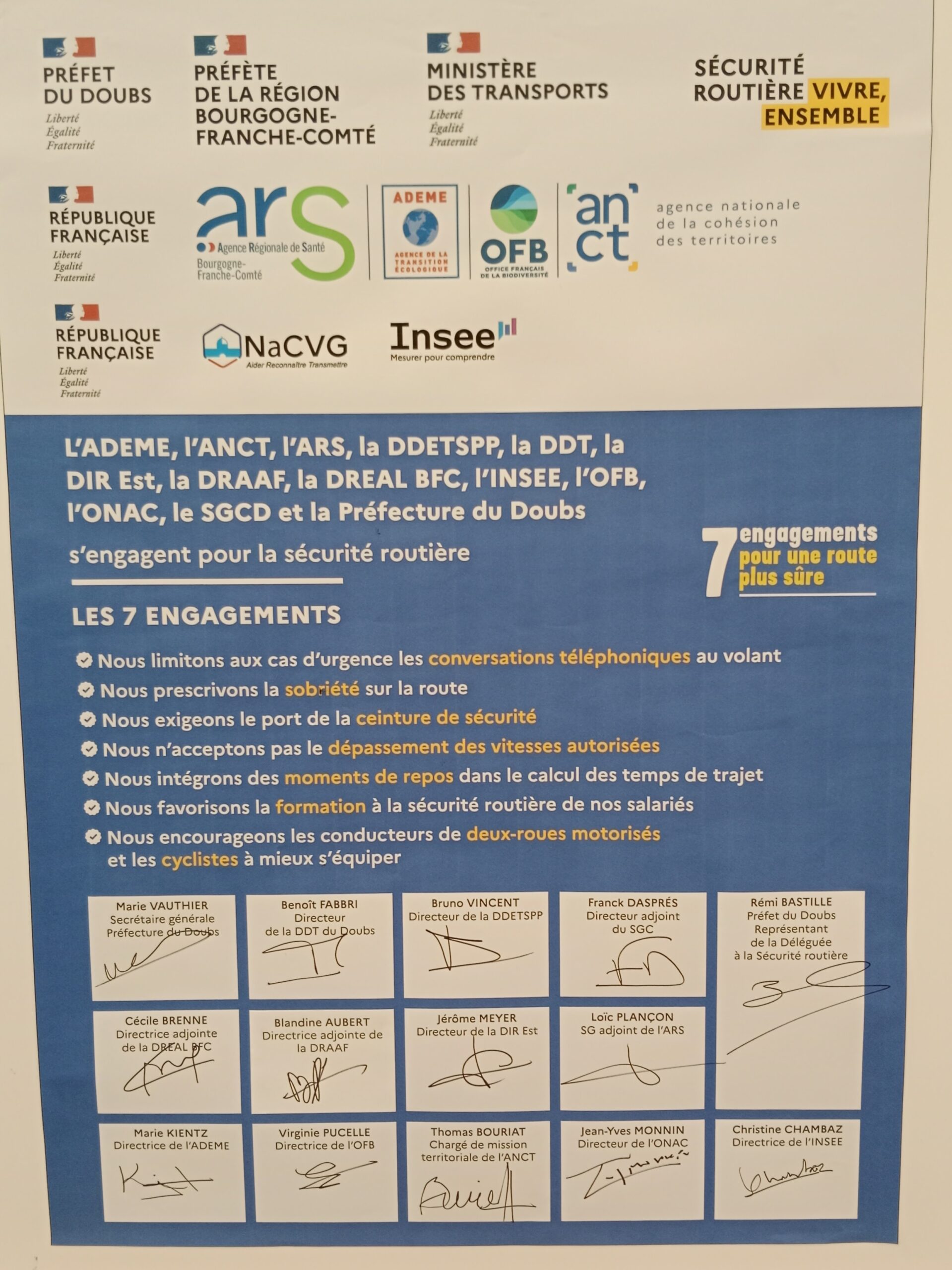 Signature de charte sécurité routière en préfecture